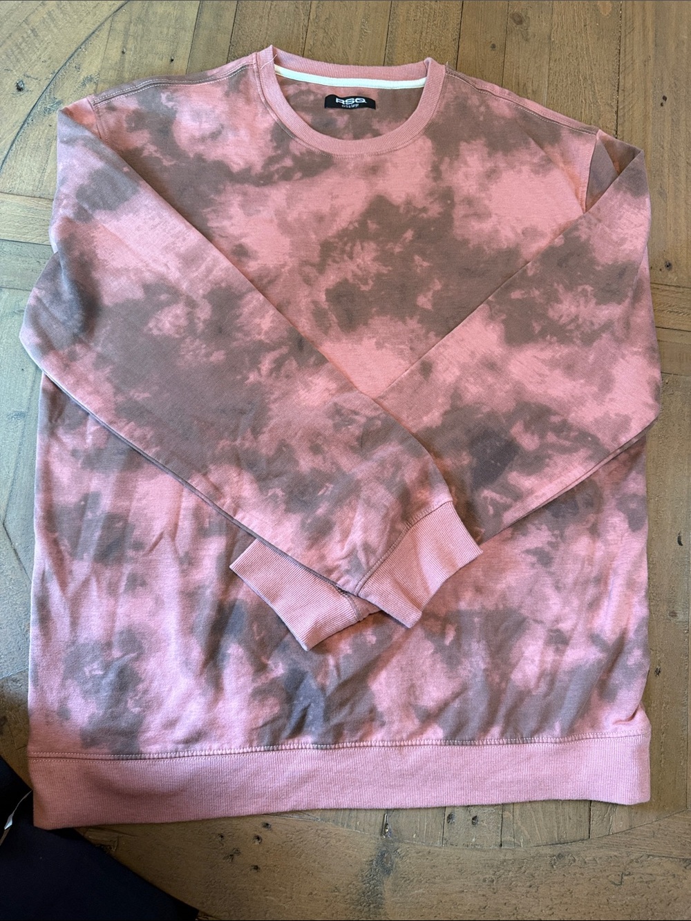 RSQ Pink and Gray Tie-Dye Crewneck Sweatshirt